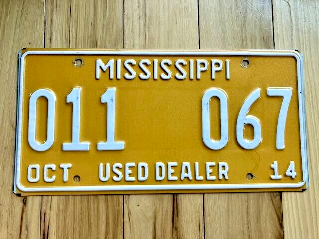 2014 Mississippi Used Dealer License Plate