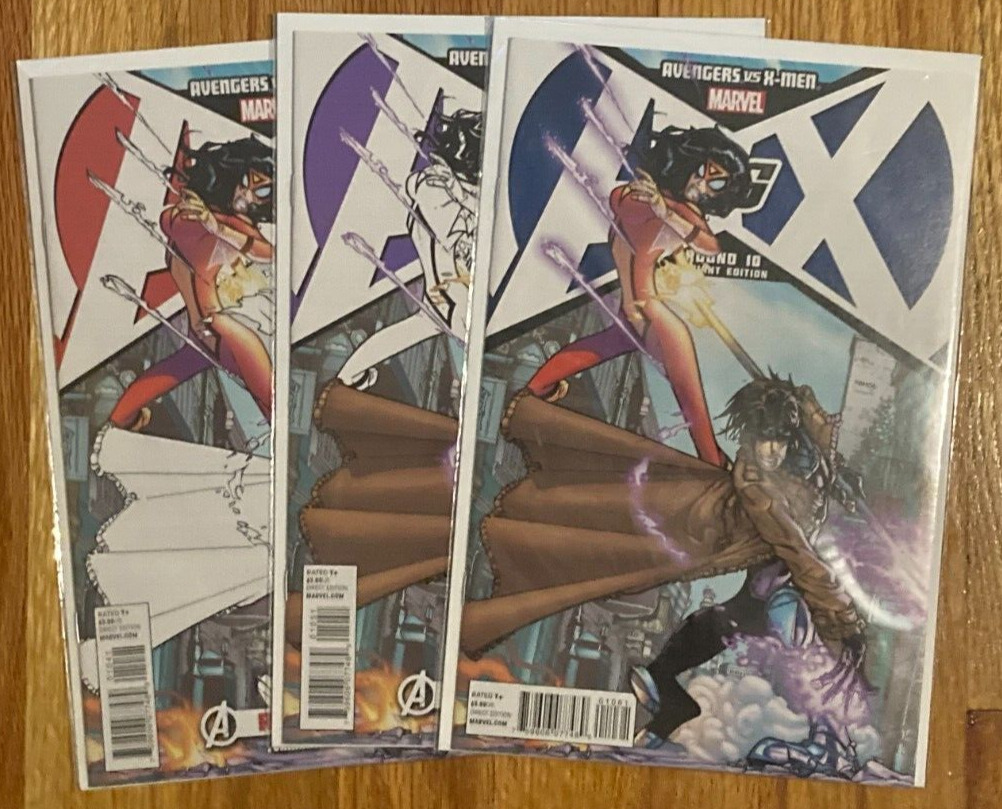 lot of 3 Marvel Comics Avengers vs X-Men #10 variant covers