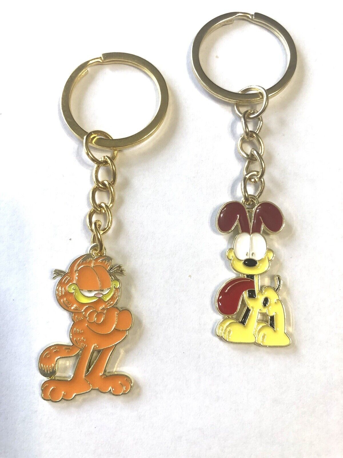 GARFIELD & ODIE Key Chains-enamel Charms Chain 1” Ring - US Seller 