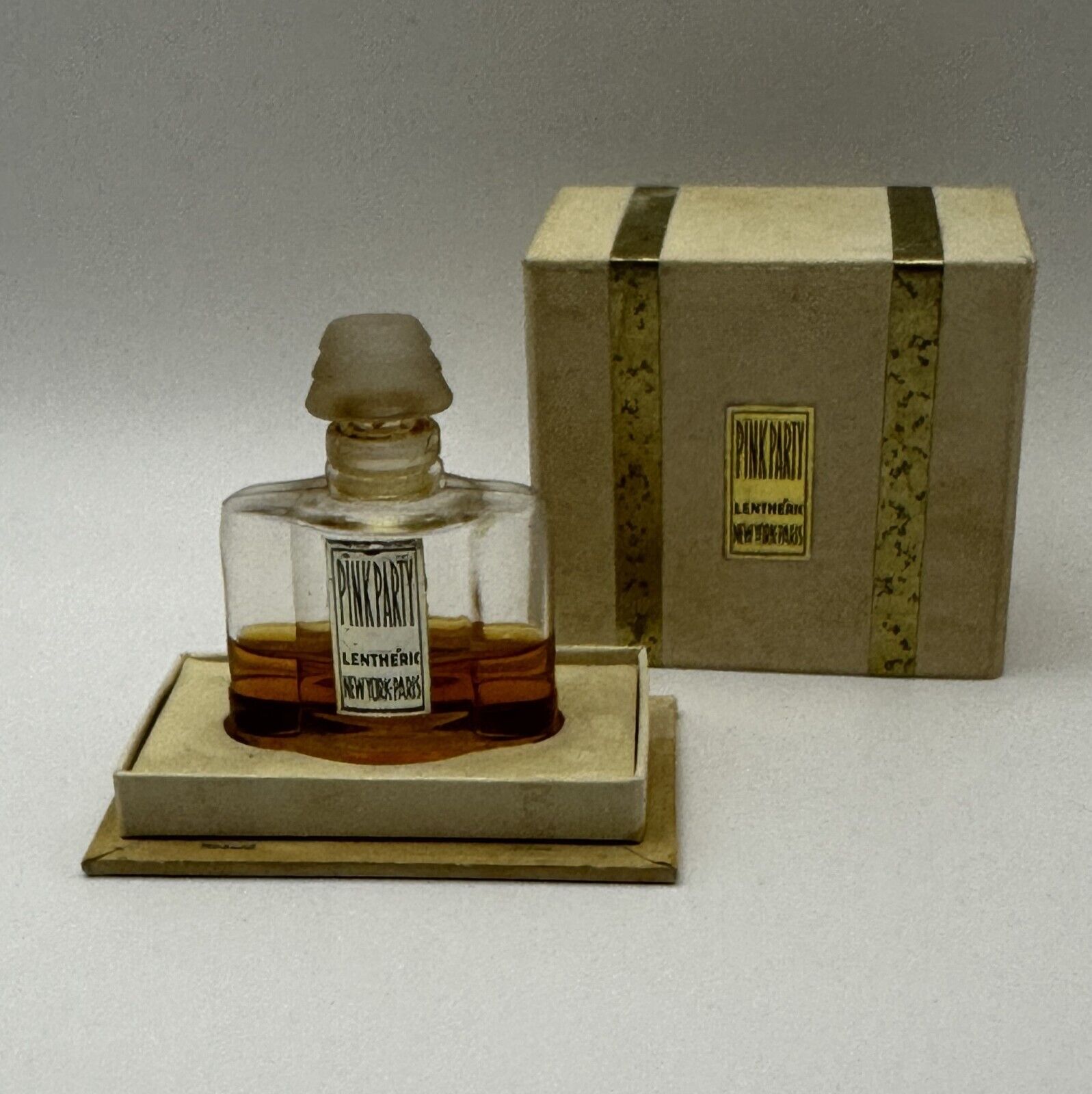 Vintage 1940 Lentheric Pink Party Perfume in Box New York Paris 1/3 Full