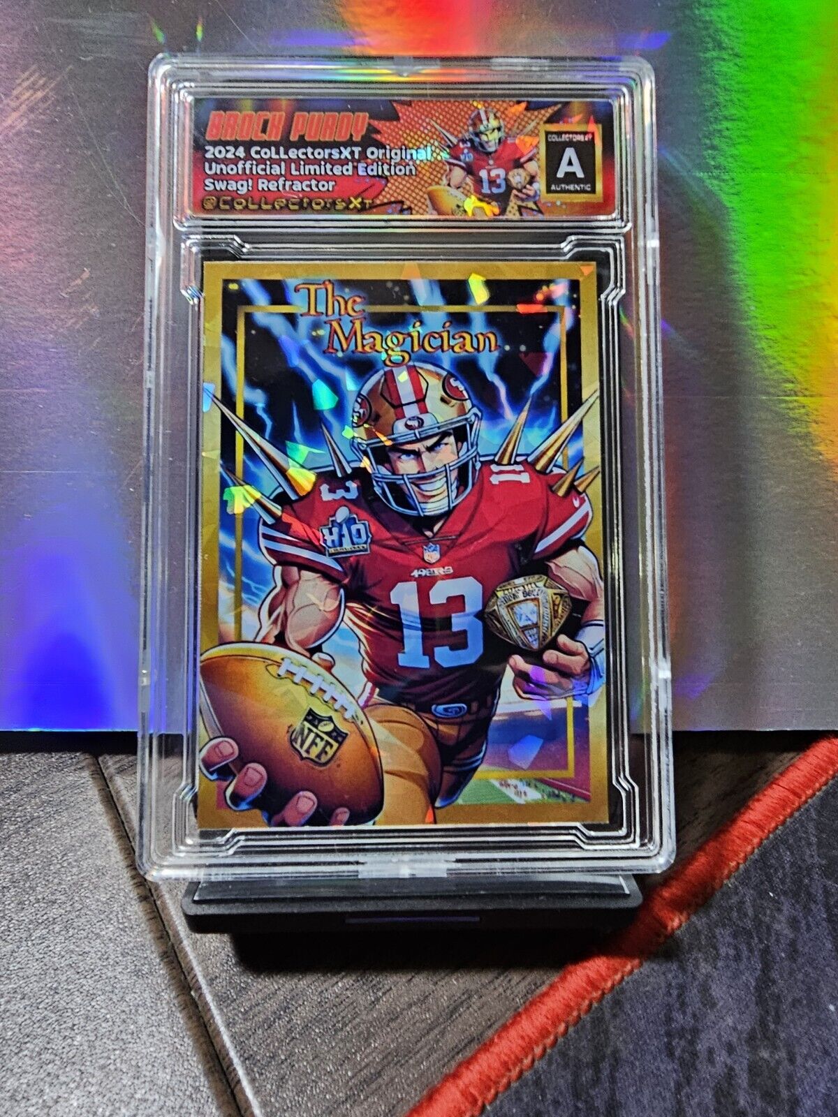 Brock Purdy Gold Cracked Ice Atomic Refractor Limited Edition Custom Card 