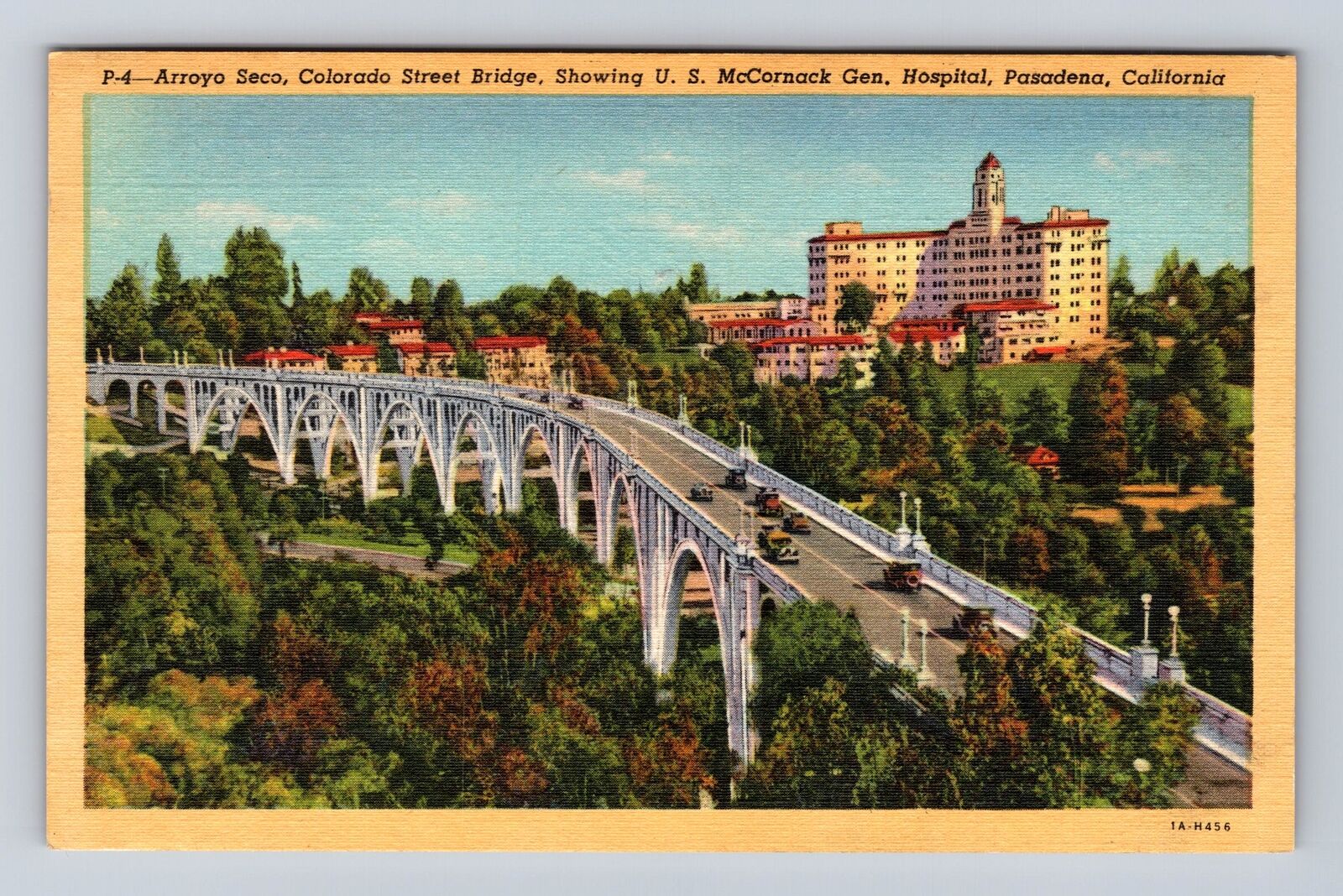 Pasadena CA- California, Arroyo Seco, Street Bridge, Antique, Vintage Postcard