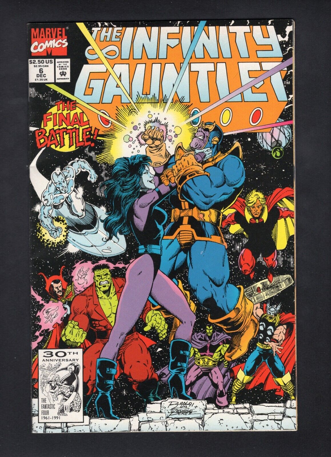 Infinity Gauntlet #6 Vol. 1 Direct Adam Warlock gets Gauntlet Marvel Comics \'91