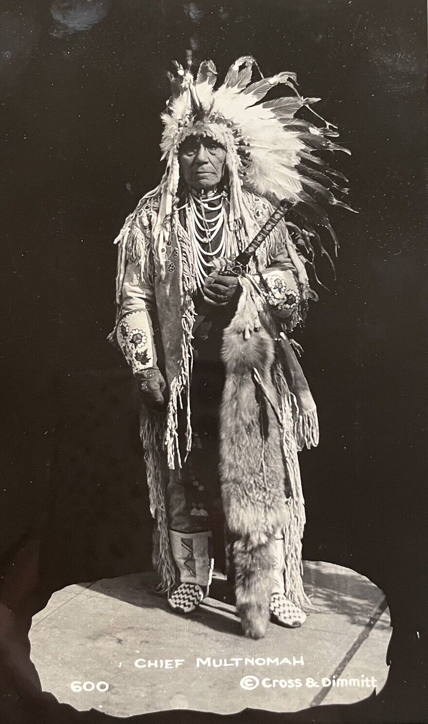 RPPC CHIEF MULTNOMAH Native American Indian ca 1930s Vintage Photo Postcard