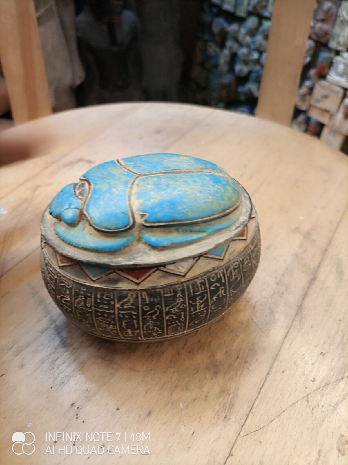 RARE ANTIQUE ANCIENT EGYPTIAN Jewelry Box With a scarab 1323 Bc