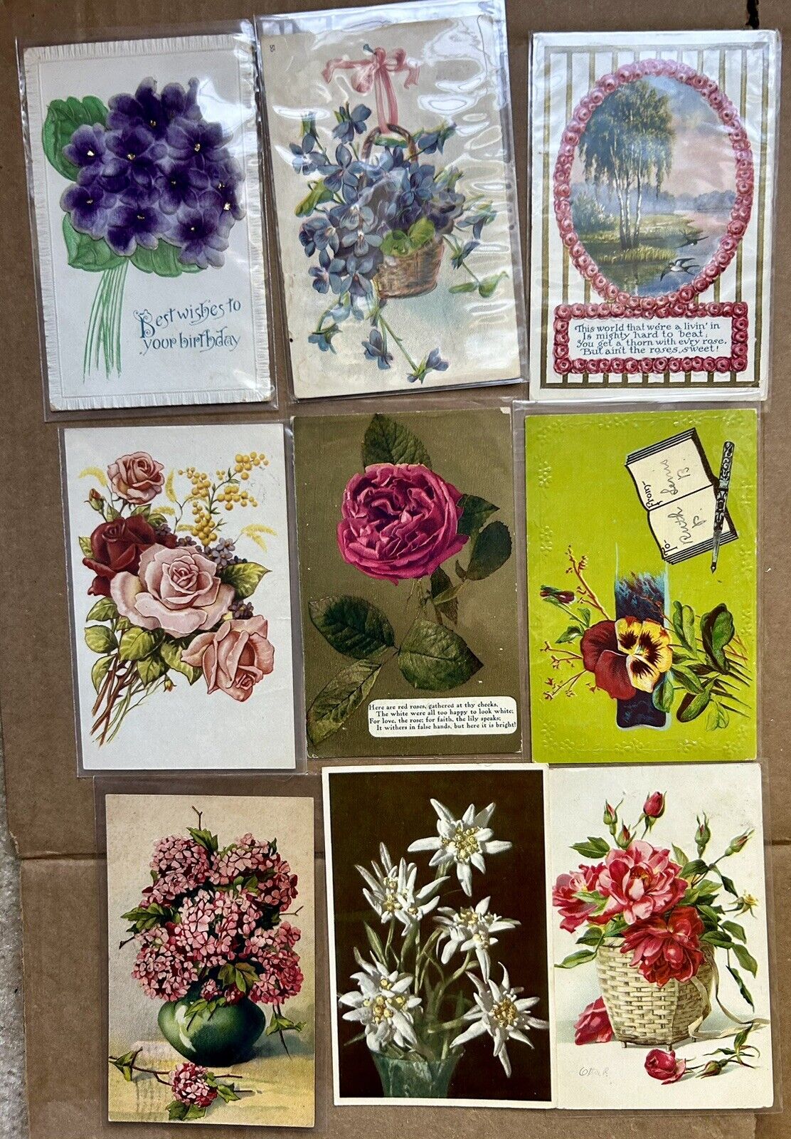 Early 1900’s Flowers Vintage Postcards. Lot Of 9