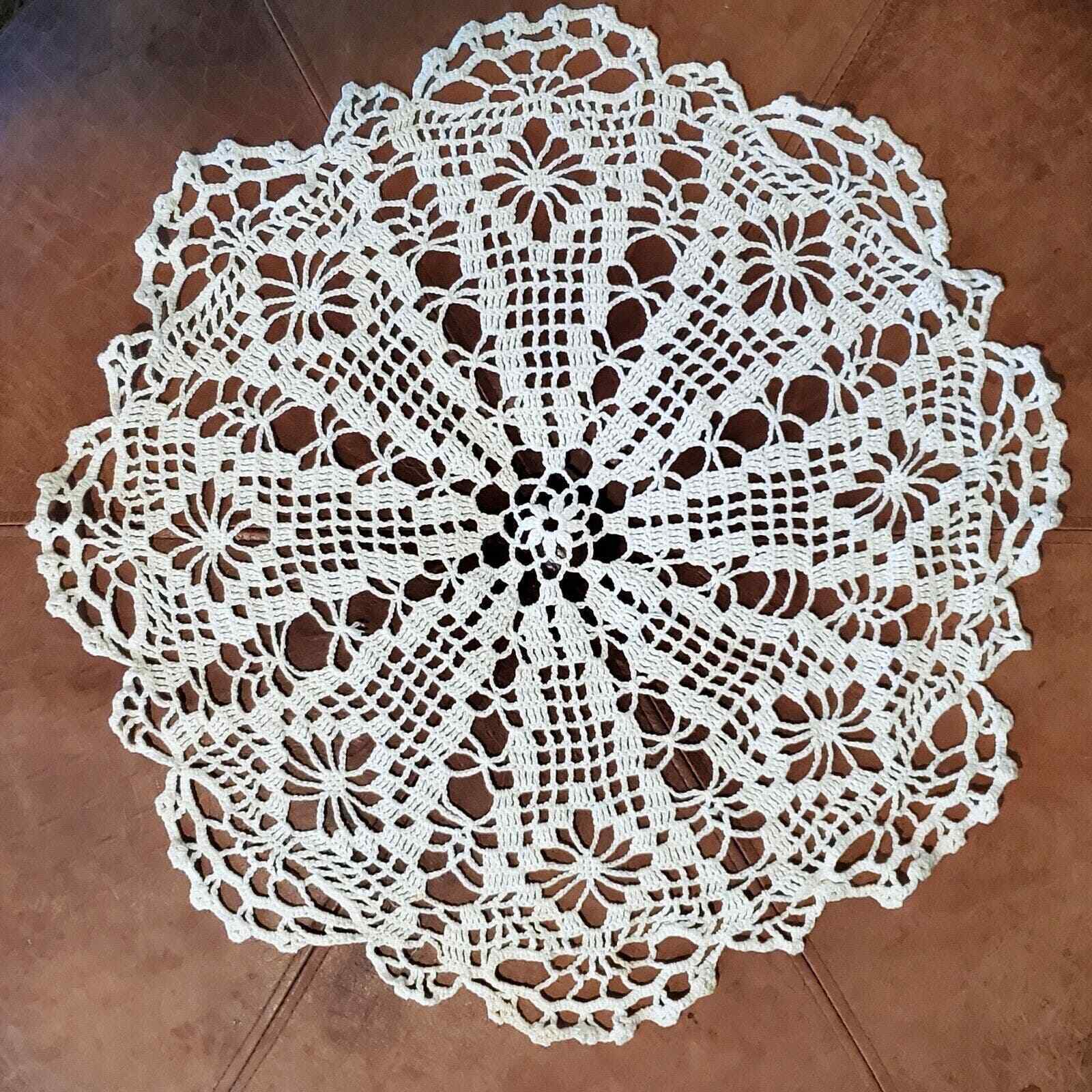 Vintage Handmade Doily White Crochet 22 Inch