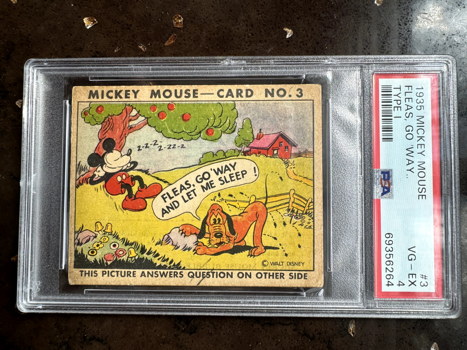 1935 Mickey Mouse Gum R89  Fleas, Go Away #3 Type 1   PSA 4  Undergraded 