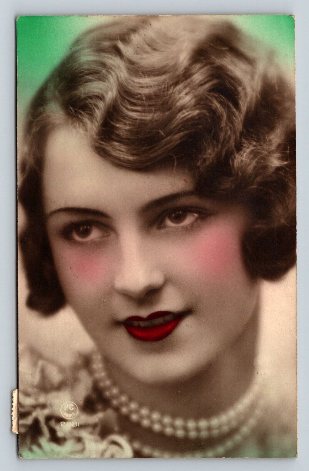 c1930 RPPC Young Lady Studio Glamor Shot Paris France Hand Color Tinted Postcard