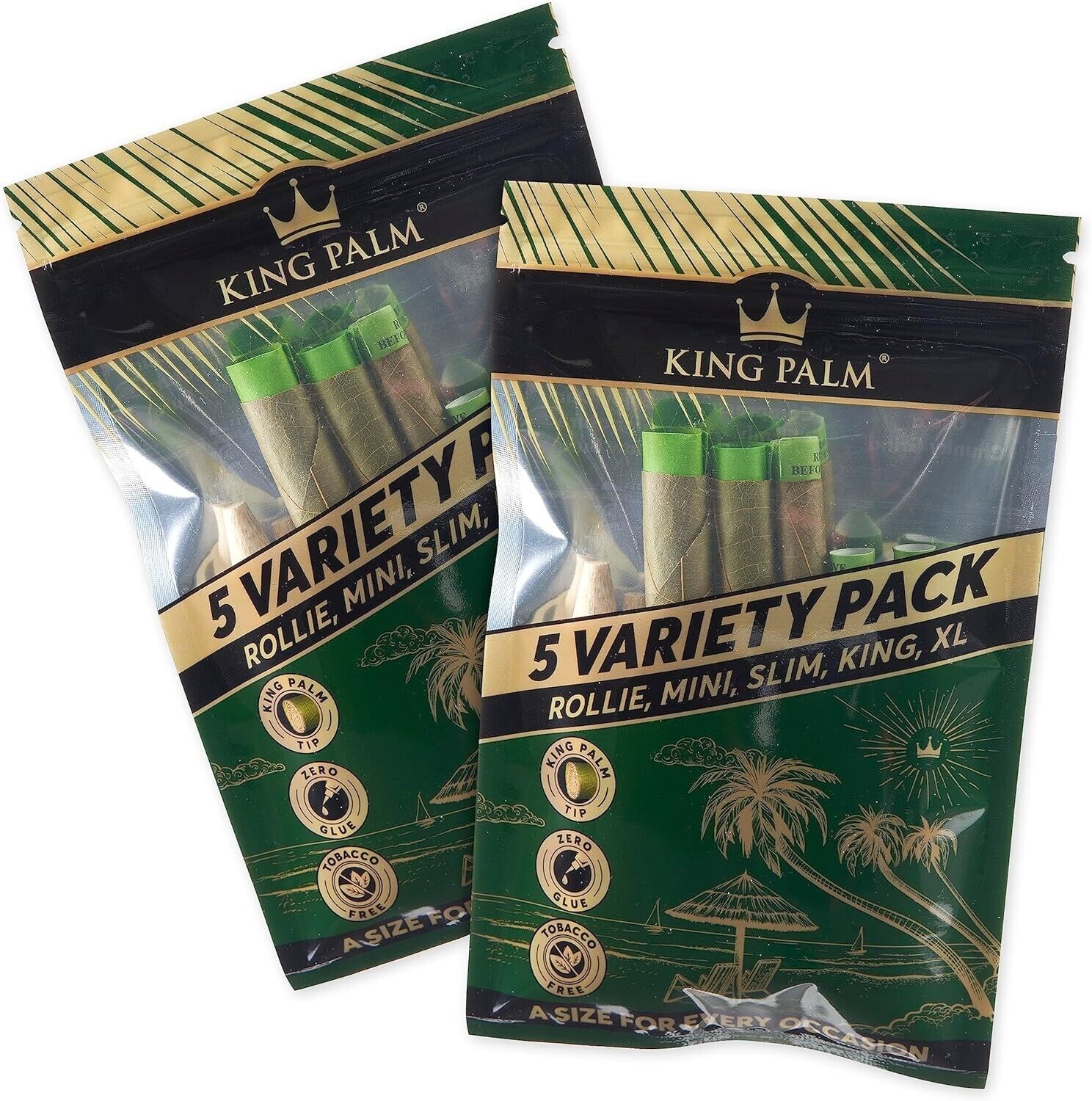 KingPalm Variety Size Cones -5Cones,1 of each Rollie,Mini, Slim,King, XL,Loose,2