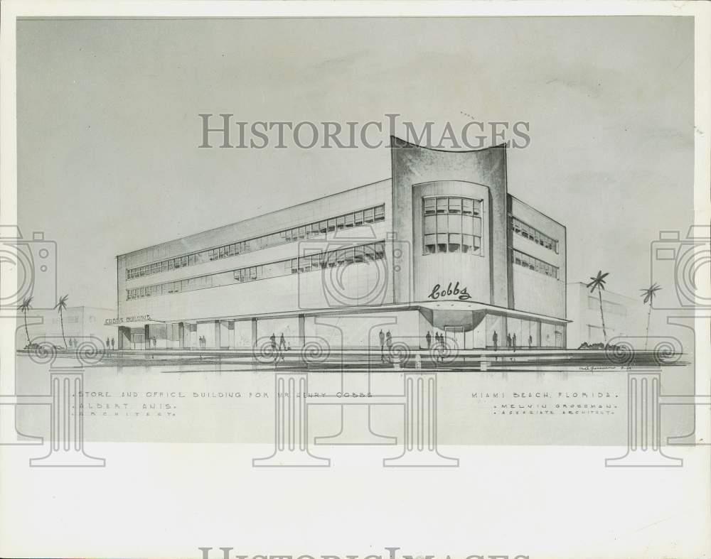 1948 Press Photo Drawing of Cobbs office building in Miami - lra53026