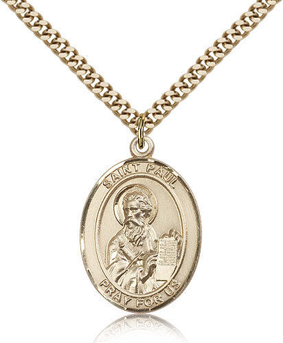 Saint Paul The Apostle Medal For Men - Gold Filled Necklace On 24 Chain - 30...