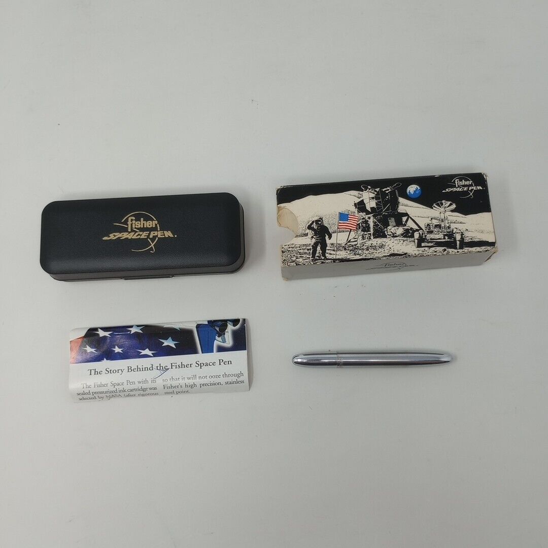 Fisher Space Pen Silver Chrome Bullet Metal in Box USA #400