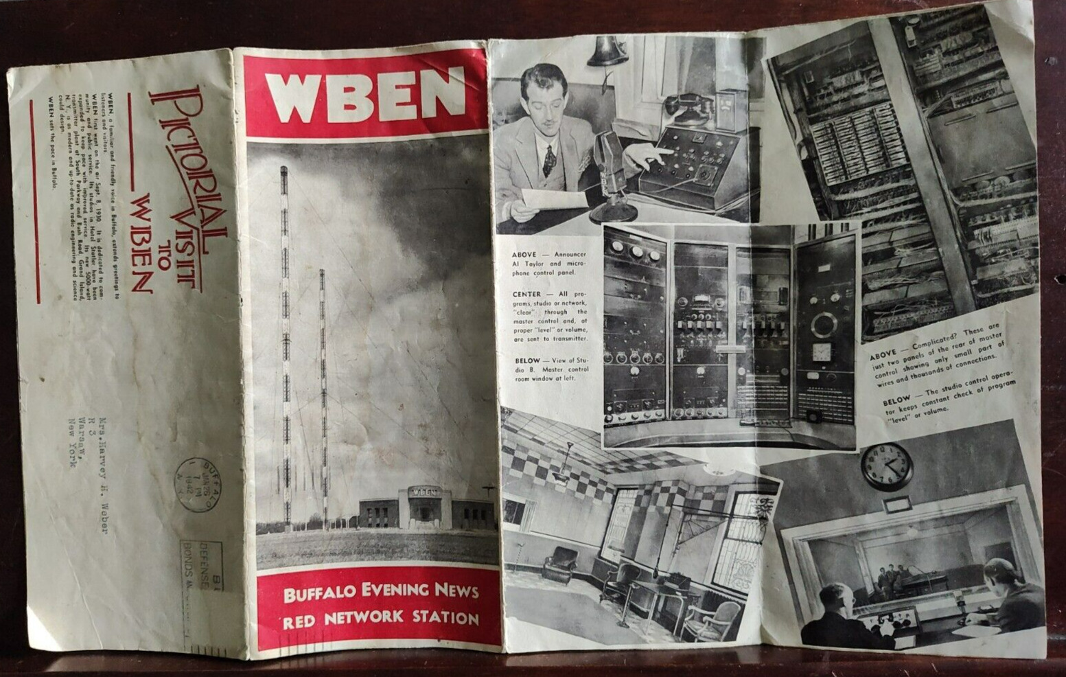 1942 WBEN Buffalo NY Evening News Red Network Radio Station Fold Out Brochure