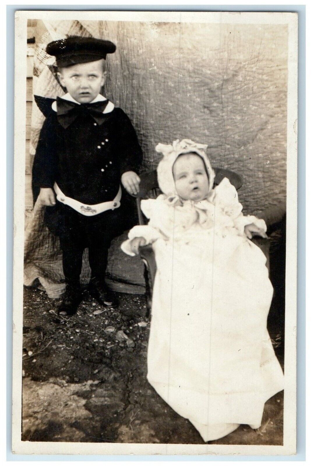 1909 Cute Baby Girl Dress White Sat On Chair Damar Kansas KS RPPC Photo Postcard