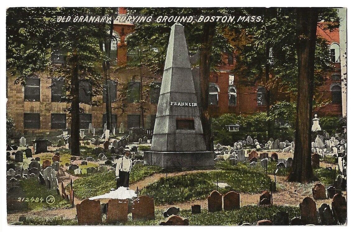 Boston Massachusetts c1915 Old Granary Burying Ground, Franklin Grave Monument