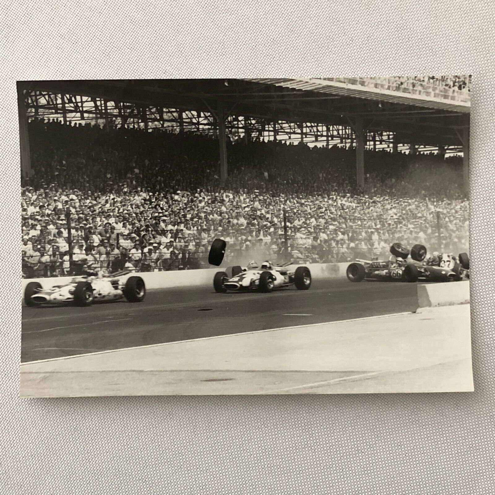 Vintage Indy 500 Crash Wreck Indianapolis 500 Racing Photo Photograph Hill +