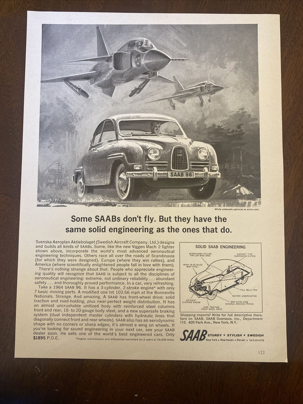 Vintage 1963 Automobile Print Ad: SAAB & Svenska Aeroplan Aktiebolaget
