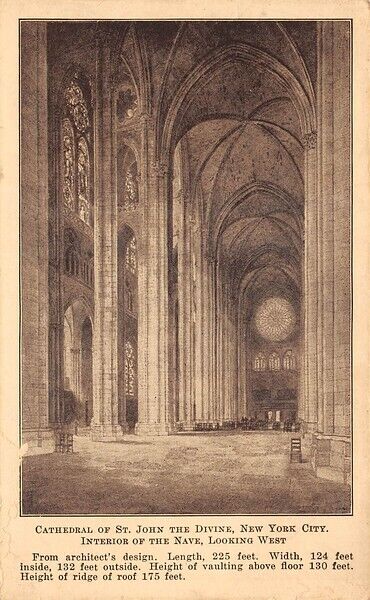 1922 Interior of the Nave Layman\'s Club of the Cathedral of St John the Divine
