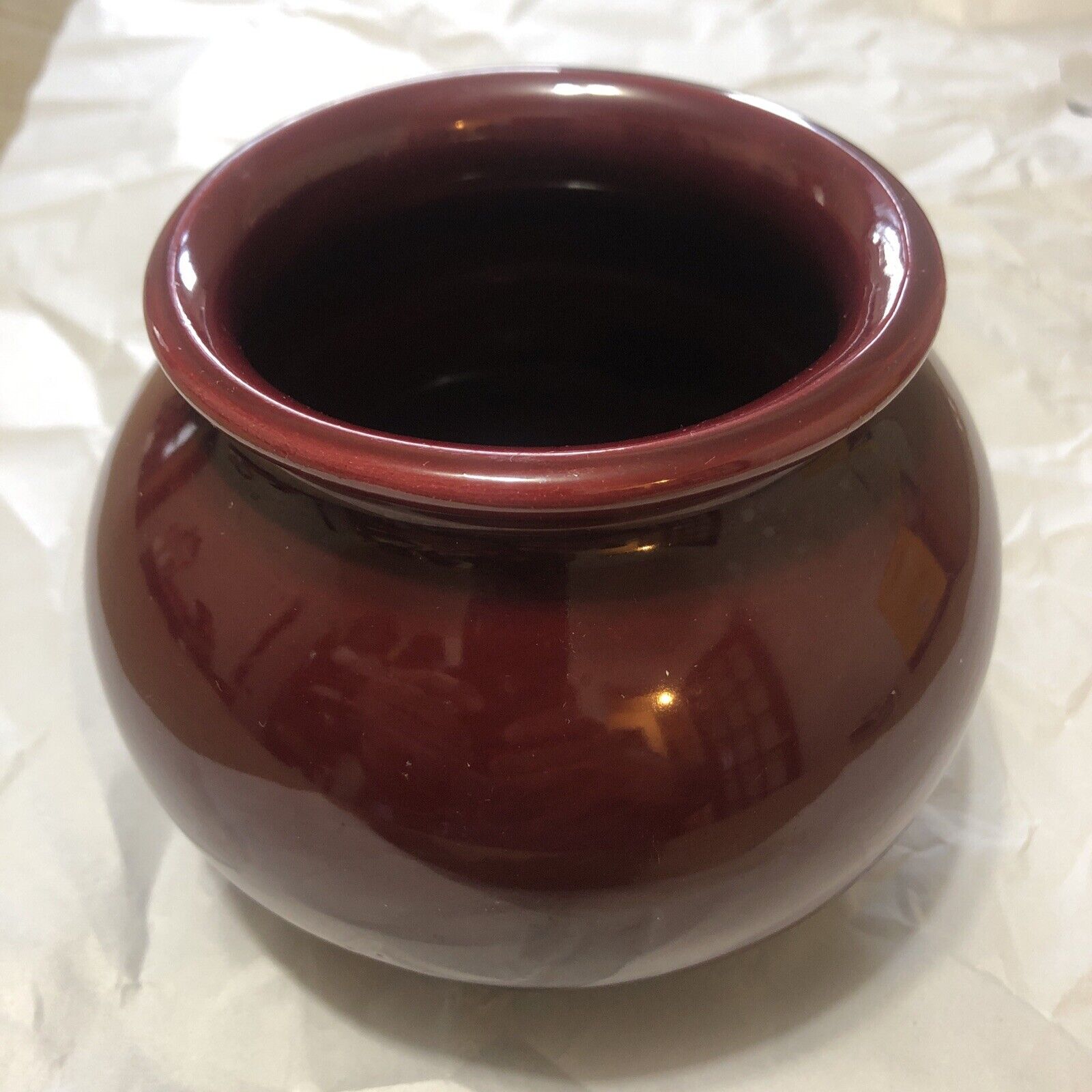 Vintage Italian Pottery Vessel Pot Burgundy