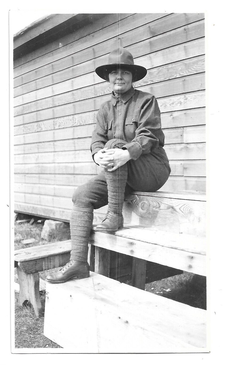Woman In WW1 Uniform, Antique Snapshot Photo