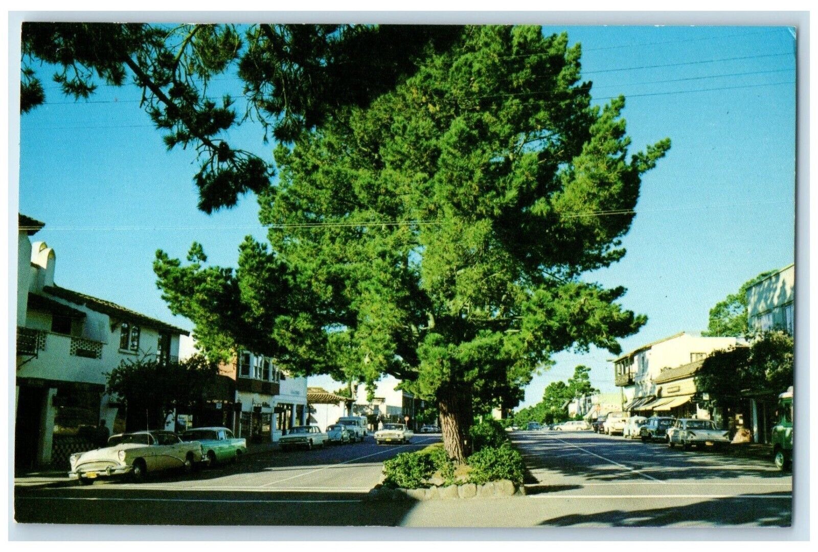 c1960 Picturesque Ocean Avenue Charming Villages Carmel California CA Postcard