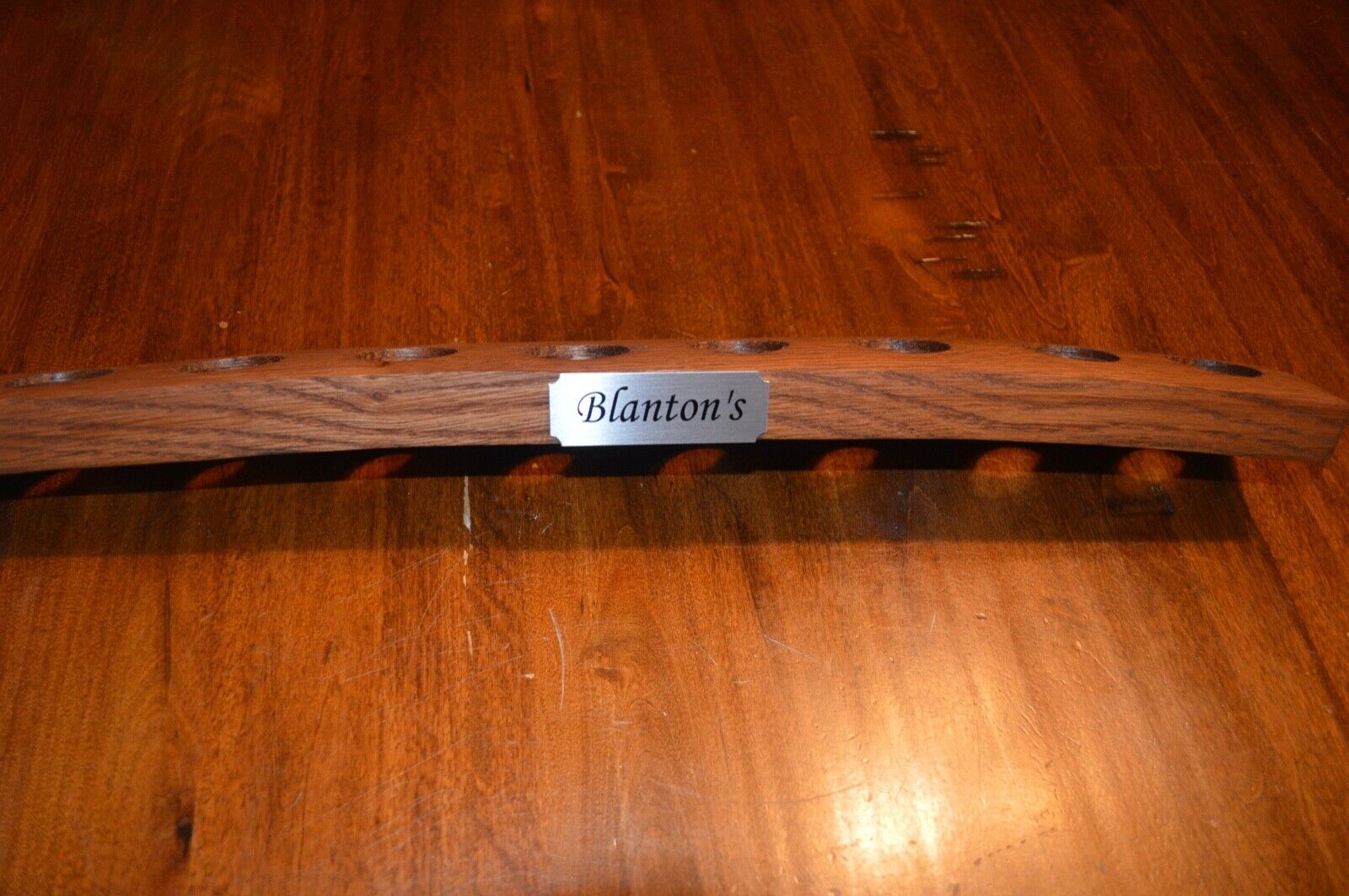 Blanton\'s Bourbon Cork Display Center Oak Barrel Half Stave, Blantons Name Plate