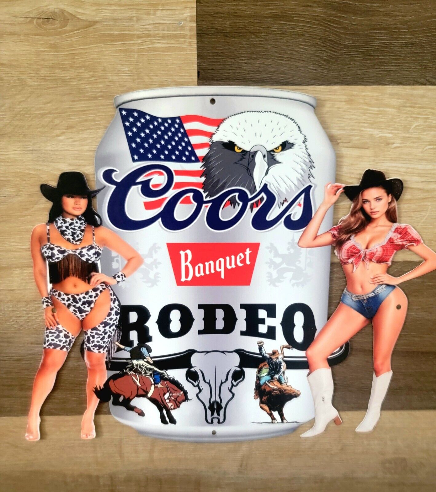 Coors Banquet Metal Sign Man Cave Beer Sign, Official Beer of Rodeo 13.5x15 In 
