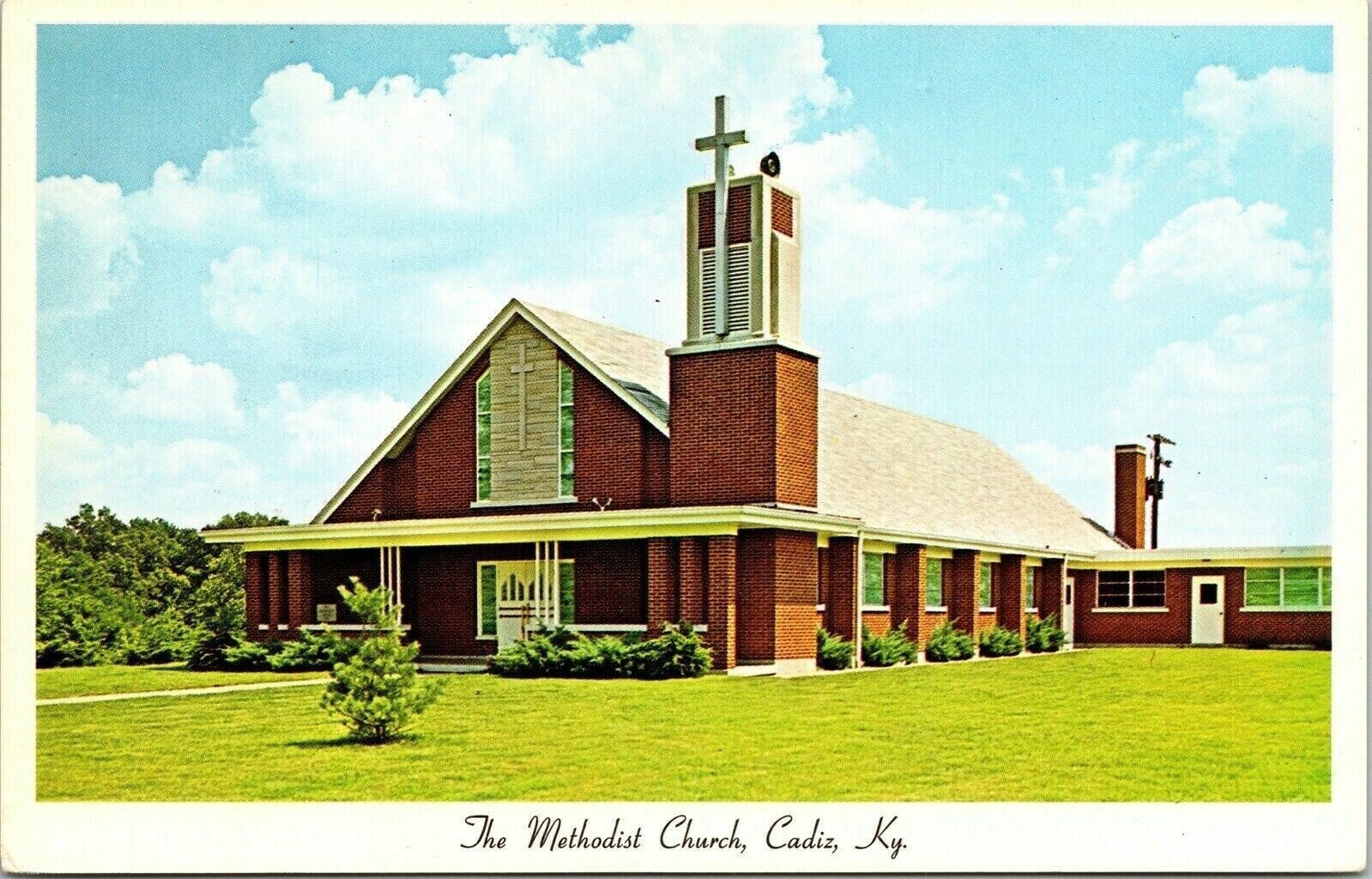 Methodist Church Cadiz KY Kentucky Cross WB Postcard VTG UNP Unused Vintage