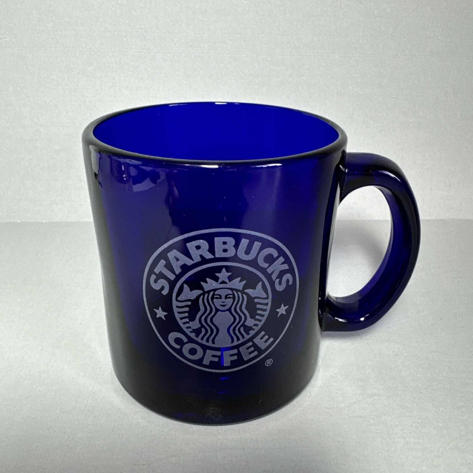 Starbucks Coffee Cobalt Blue Glass Mug 3 3/4\