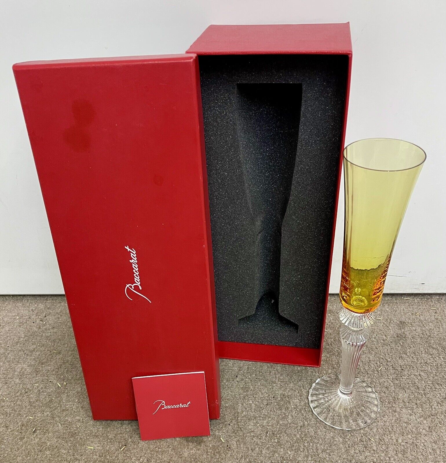 Baccarat Mille Nuits Flutissimo Crystal Champagne Glass Signed w/ Box