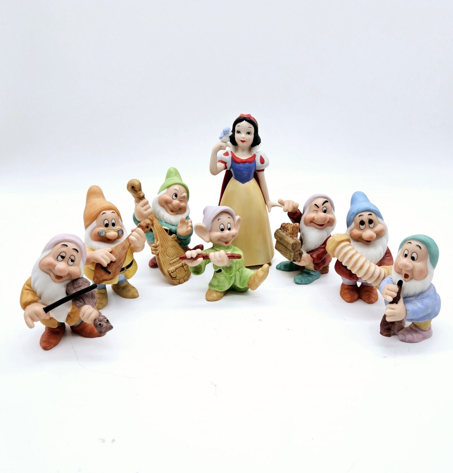 Disney Snow White and the 7 Dwarfs Ceramic Figurines Set Sri Lanka 1970s
