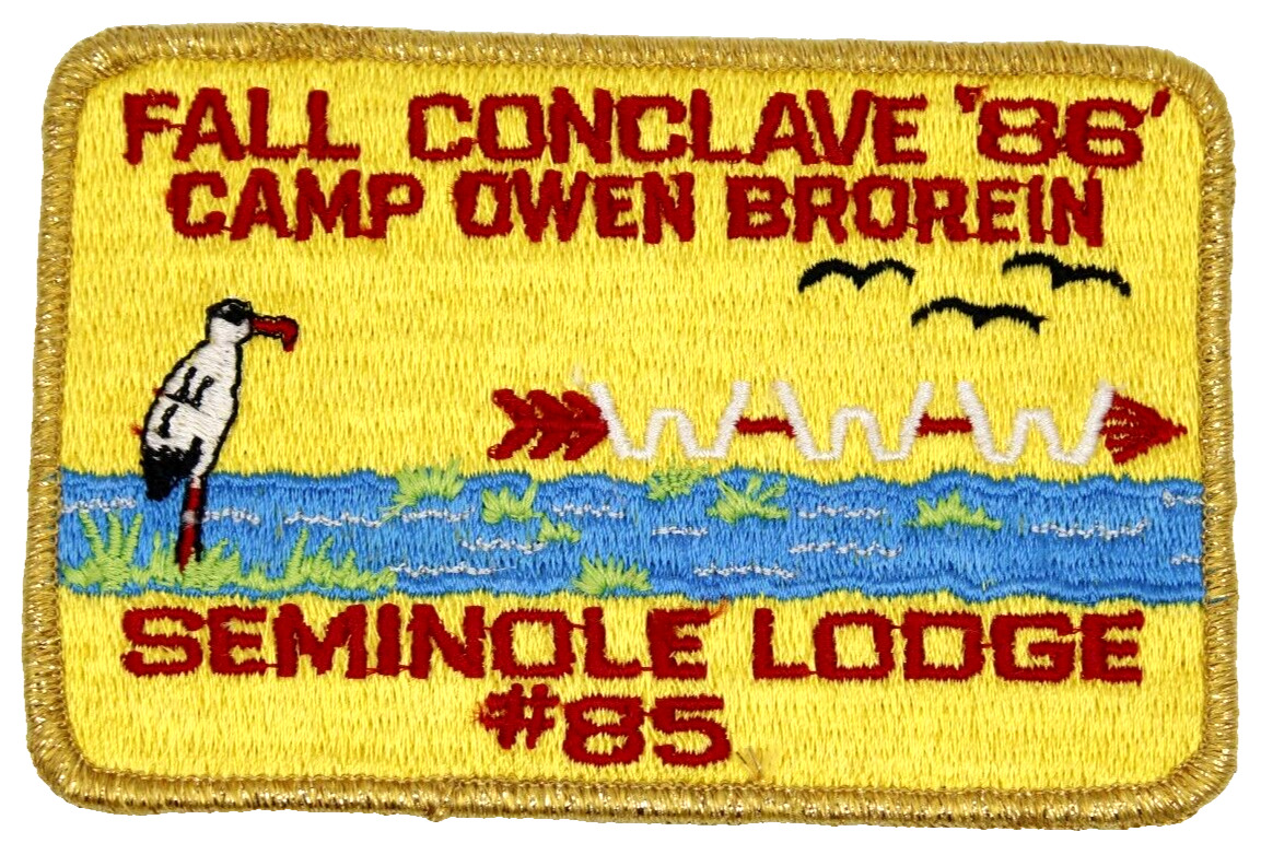 MINT 1986 Conclave Seminole Lodge 85 Patch Gulf Ridge Council Camp Owen Brorein