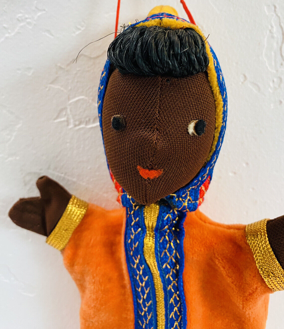 Vintage African Traditional Puppet Wall Hanging Made in Israel