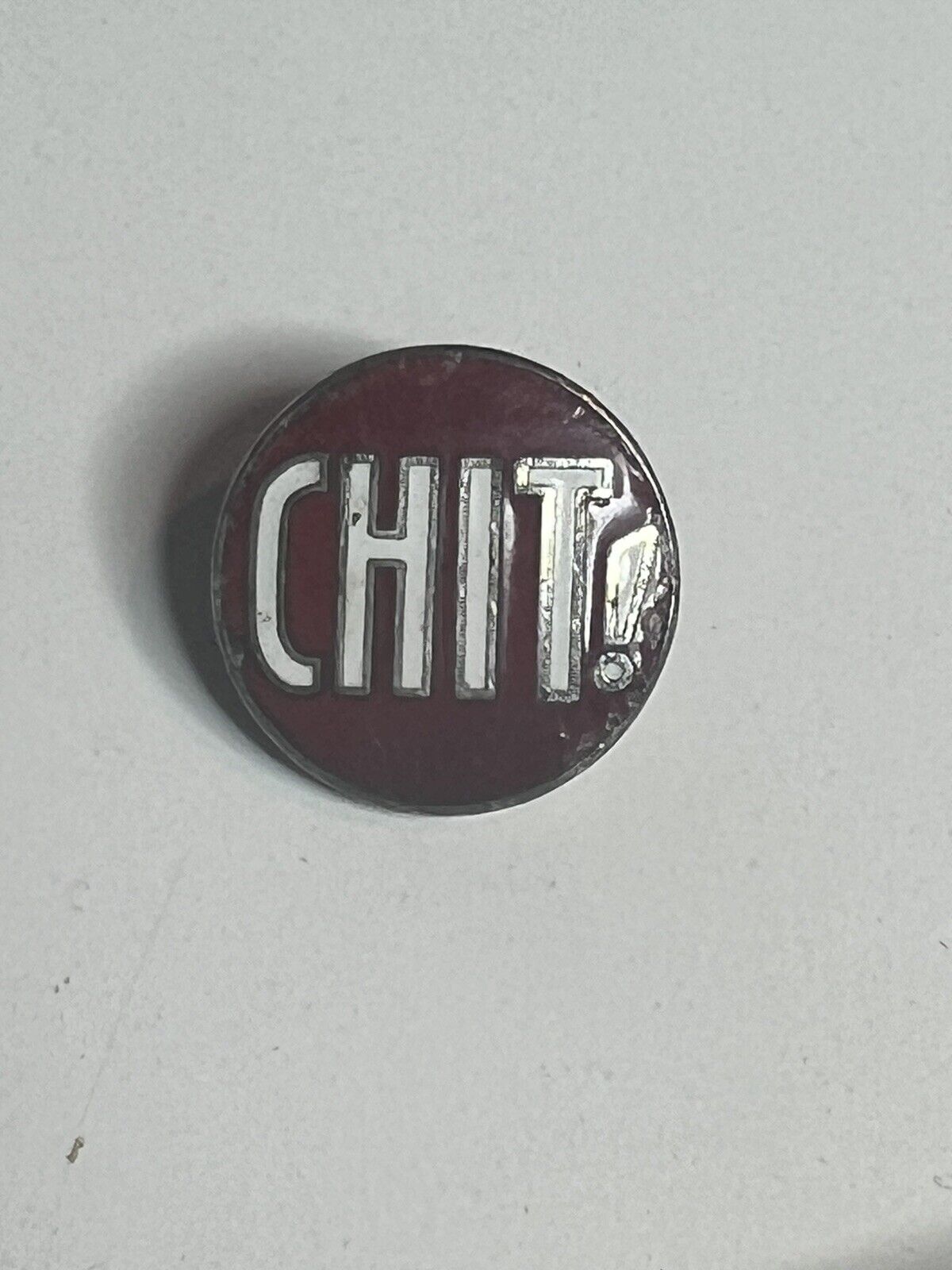 Chit enamel pin NOS vintage hat lapel bag logo adult humor retro 70s military 