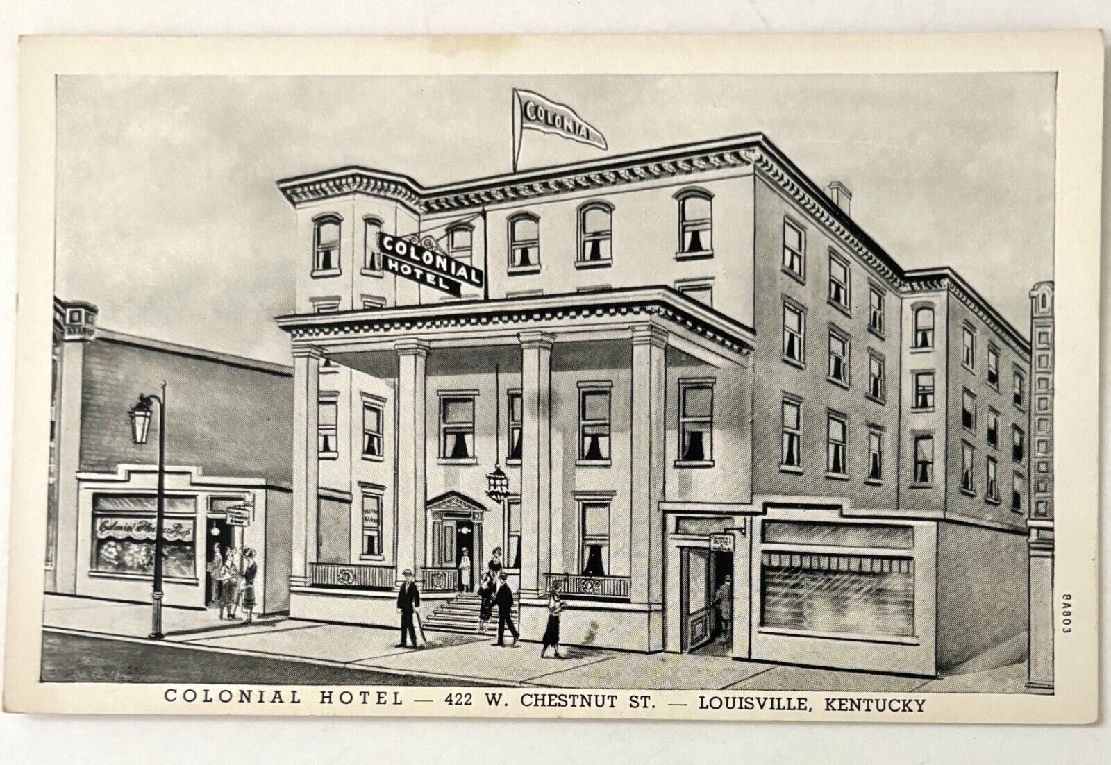 Vintage 1920s Postcard The Colonial Hotel Chestnut Street Louisville Kentucky