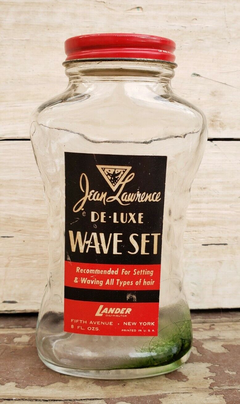 RARE Vintage 1950s Advertising Jean Lawrence Wave Set Labeled Hair Bottle Lander