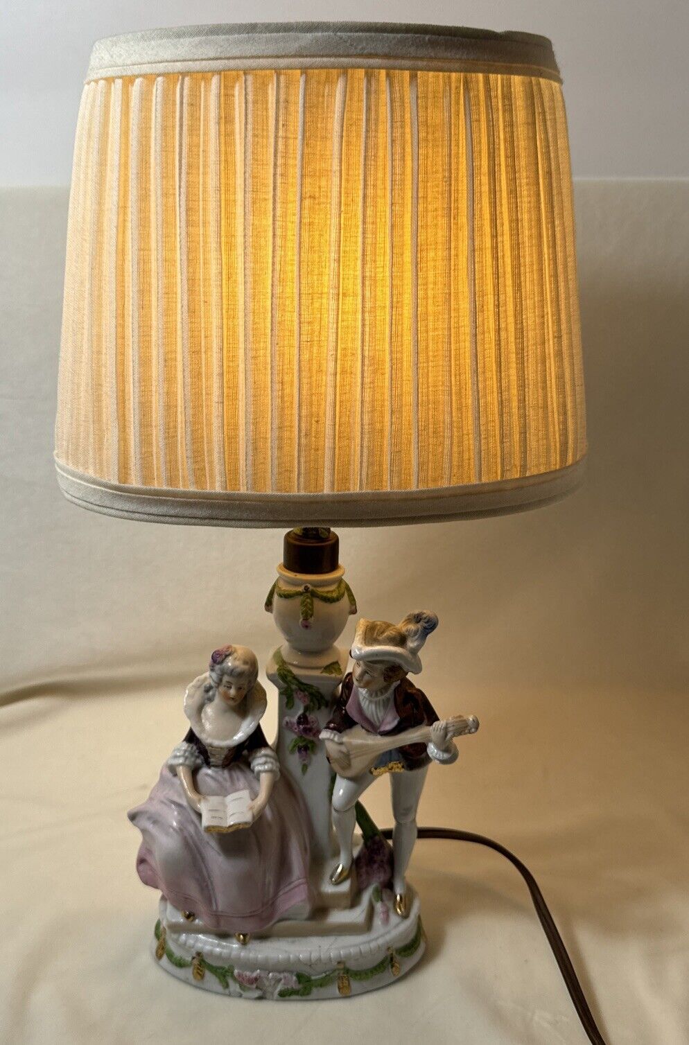 Antique Grafenthal German Lamp Base Porcelain Victorian Couple