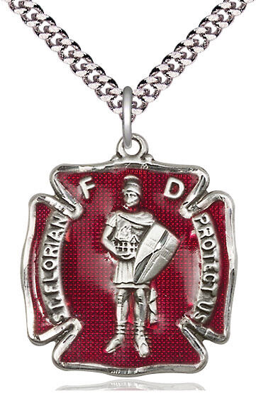 Firefighters Sterling Silver Necklace with St. Florian, Saint of Firefighters