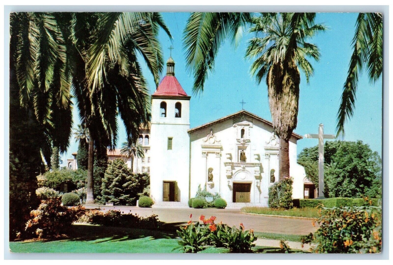 1969 Beautiful Mission Santa Clara Campus University California Vintage Postcard