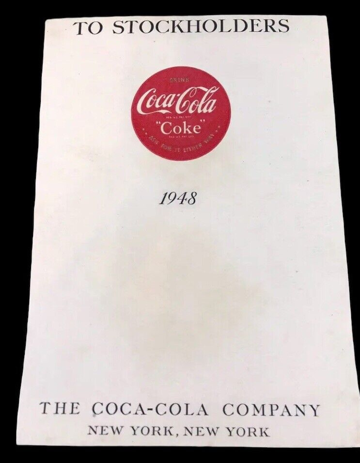 Original Vintage 1948 COCA COLA Coke Stockholders Embossed Card 