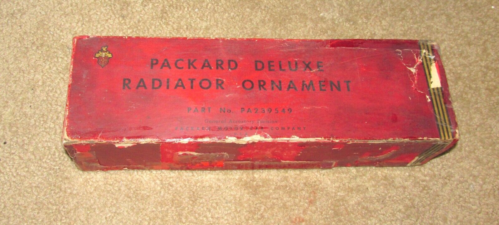 Scarce Antique Packard Deluxe Radiator Hood Ornament Factory Box Car 1930s