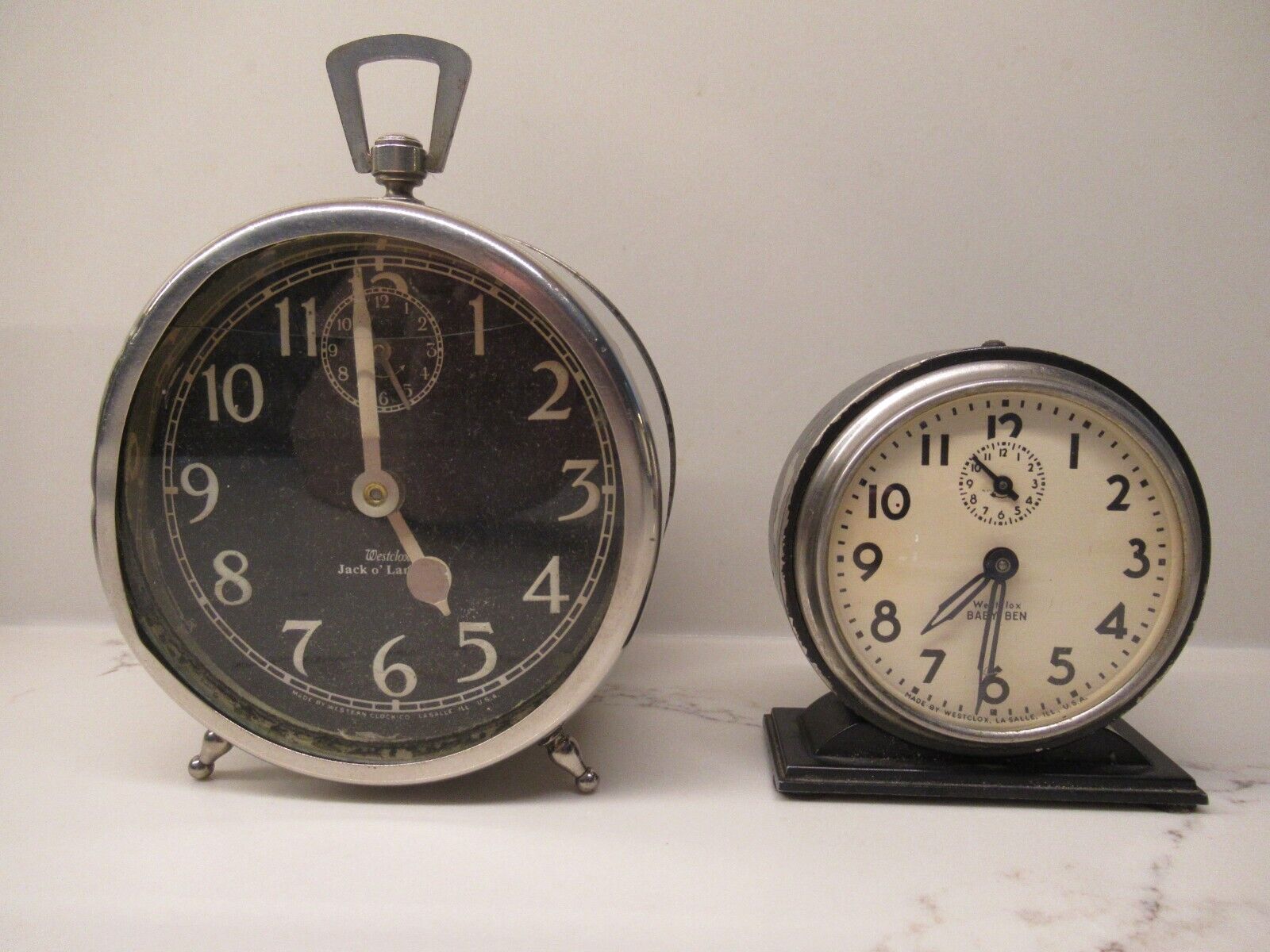 Westclox Jack O Lantern Alarm Clock (Not Working) & Baby Ben-Works