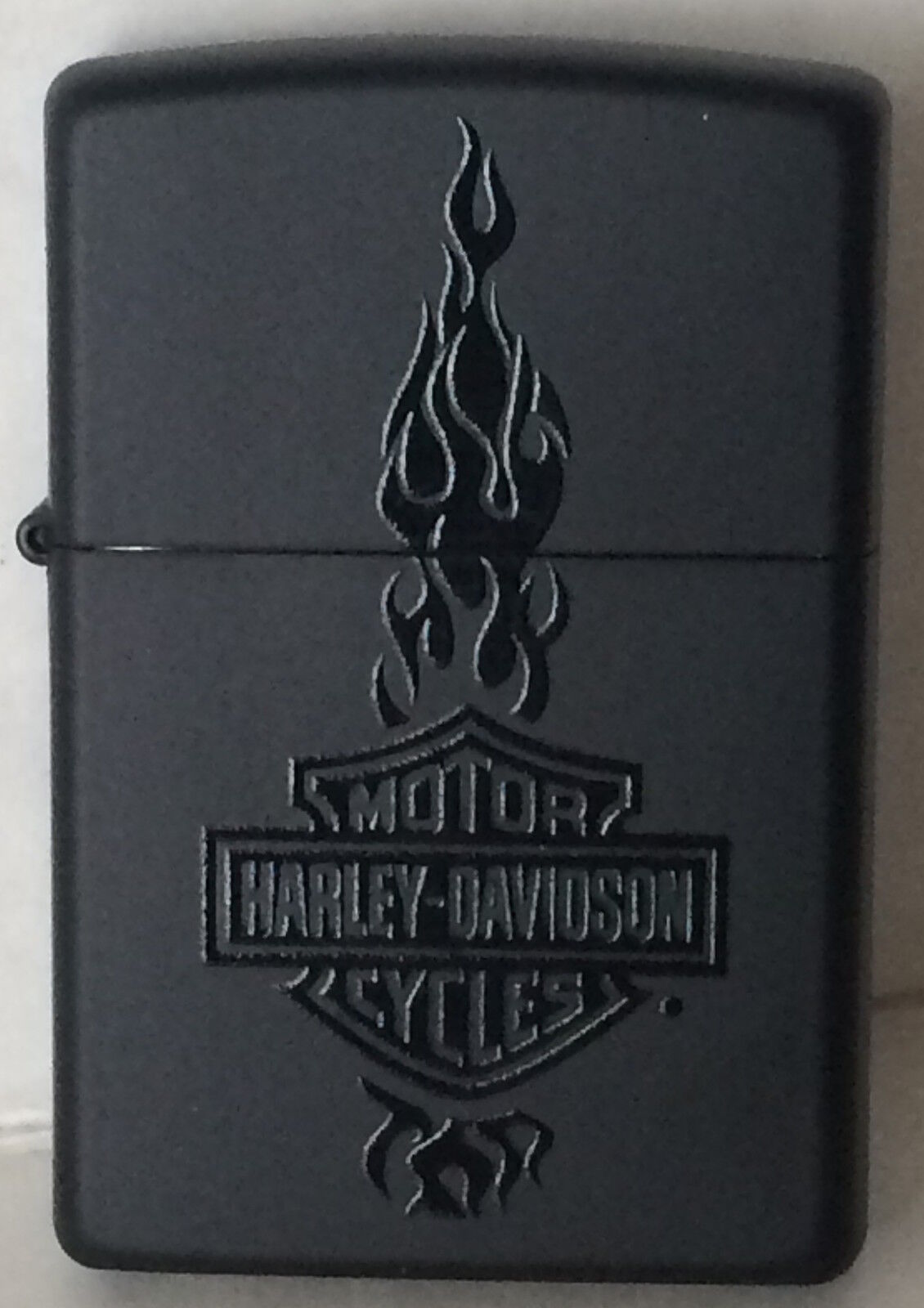 Zippo Harley Davidson Black Matte Lighter With Harley Logo & Flames, 46821, NIB