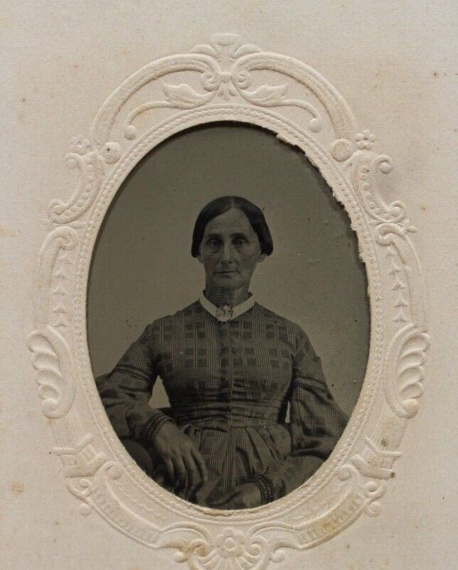 C.1860s Tintype Named ID Grandmother Bohanan Elderly Woman CDV Paper Case D3021