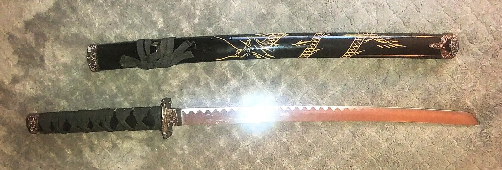 27” Mini-Katana Black Wooden Samurai Ninja Short Sword Knife Prop with Scabbard