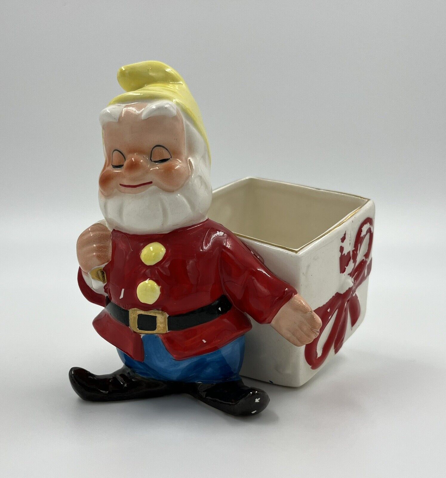 Vtg Snow White Seven Dwarves Dicksons Christmas Ceramic Figurine Planter Japan