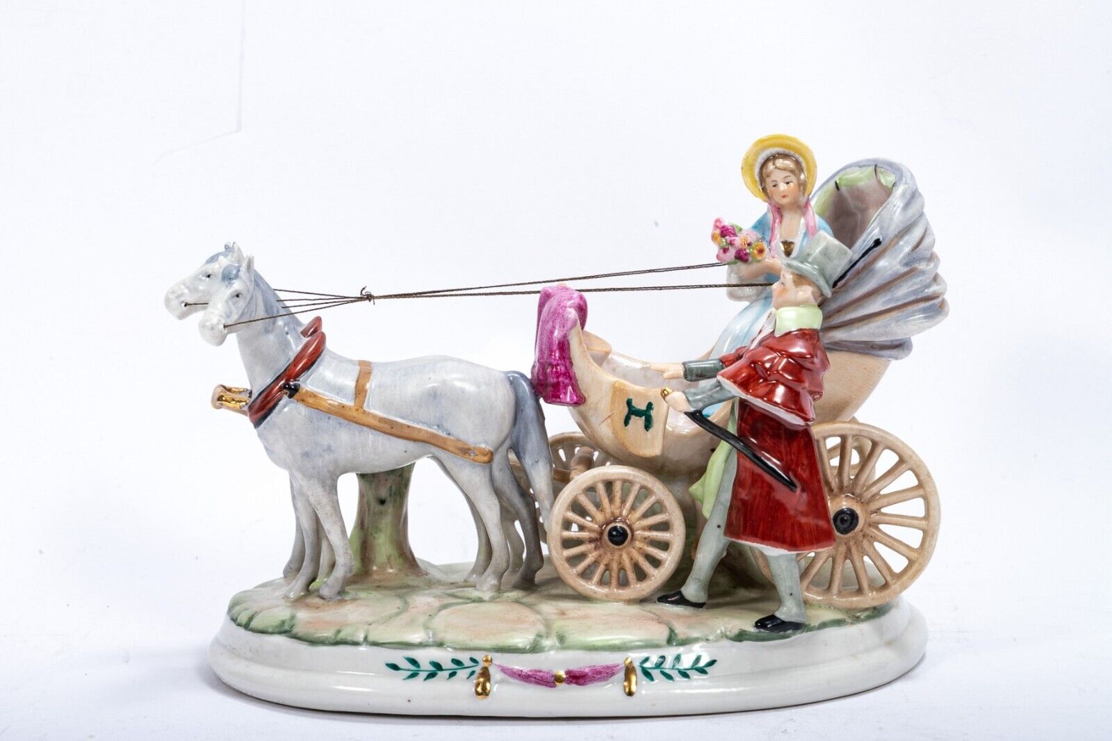 Antique Hand Painted Porcelain Carl Schneiders Erban Post 1886 With Reins