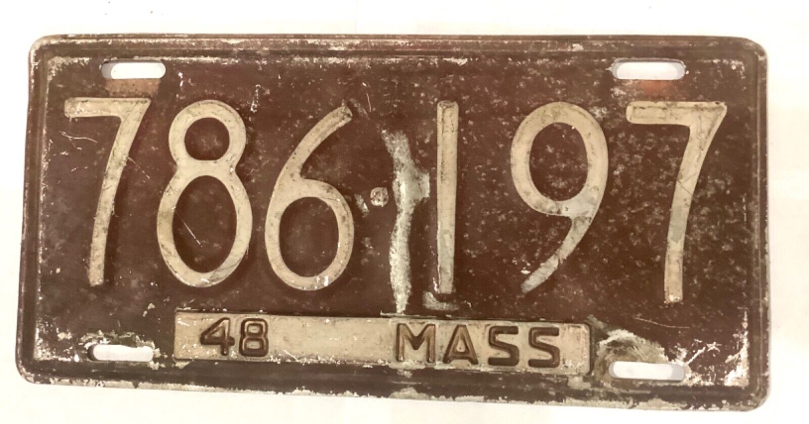 1948 Massachusetts license plate Vintage Antique Rustic Mancave USA Historical