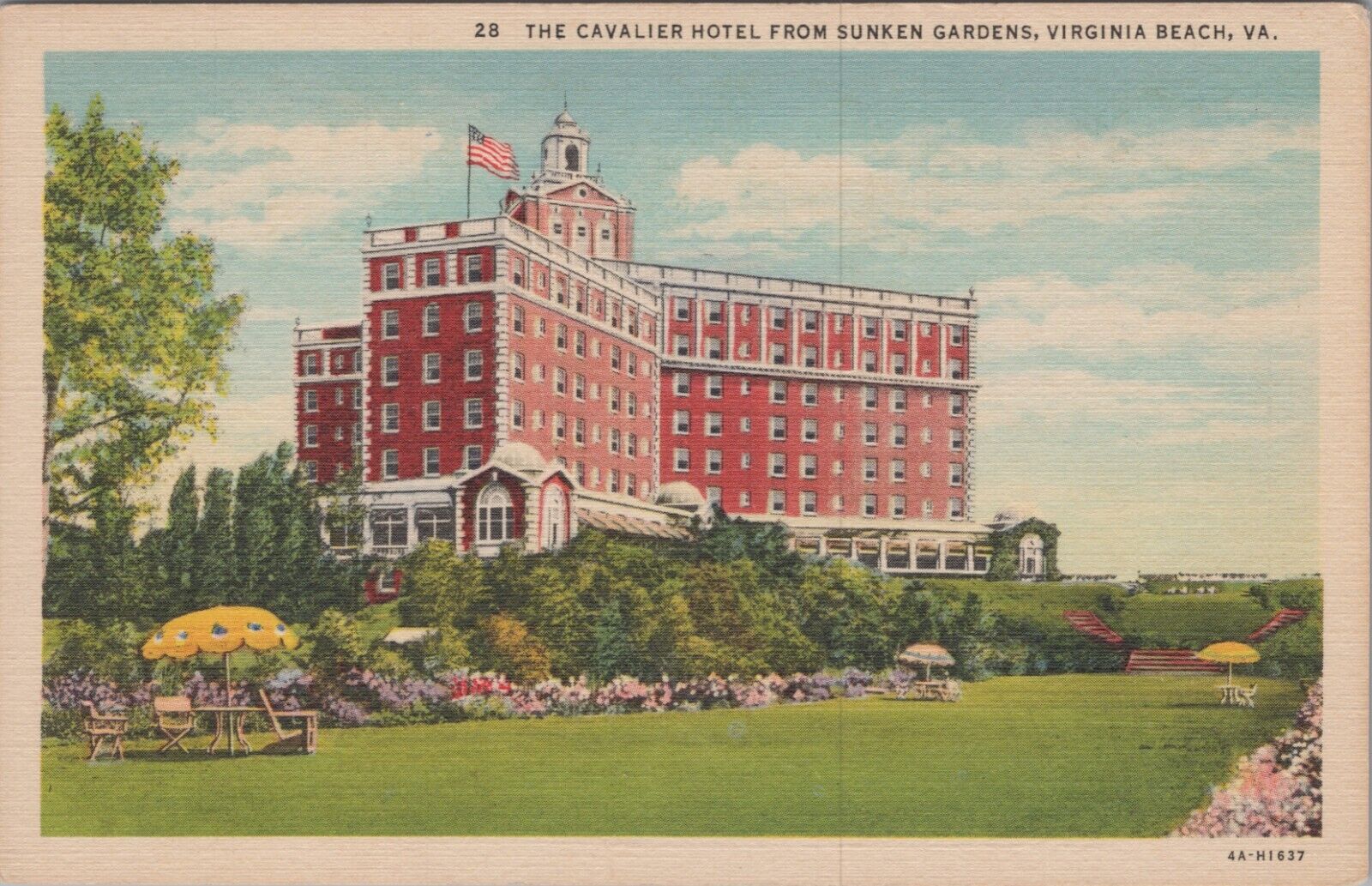 c1930s Postcard Cavalier Hotel Sunken Gardens Virginia Beach Viriginia VA 5425.4